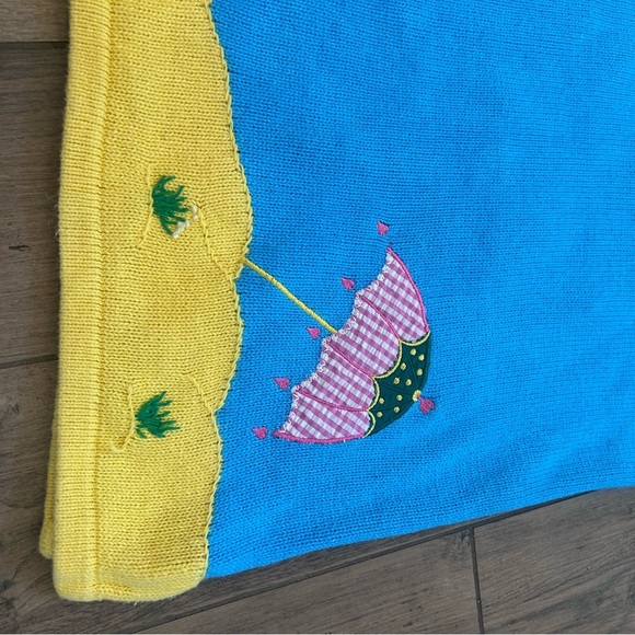 Quacker Factory Beach Scene Sweater - Blue and Yellow - Picture 9 of 9